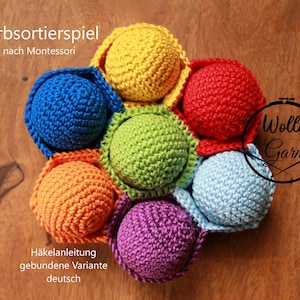 Crochet instructions color sorting game according to Montessori, printed version