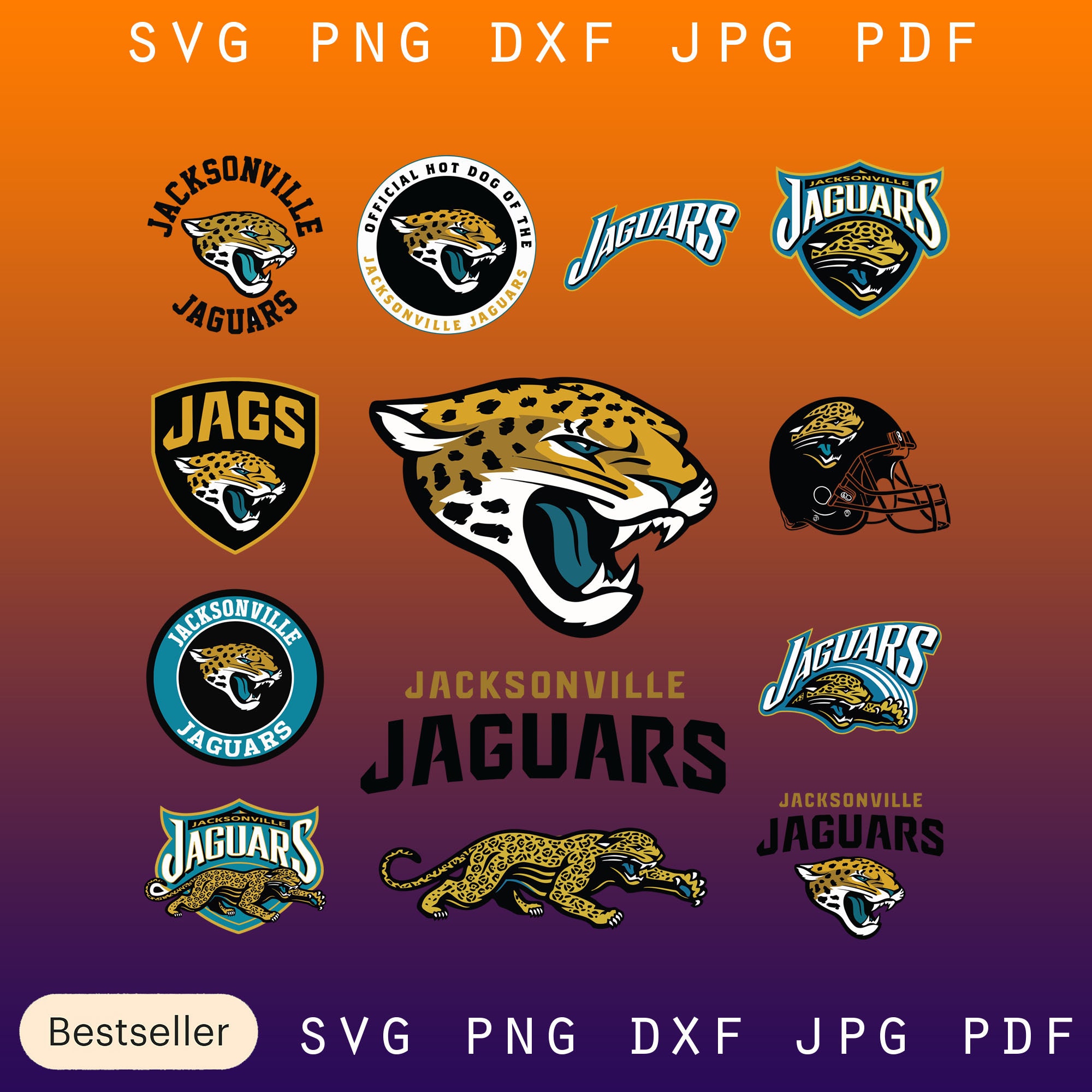 Jacksonville Jaguars SVG NFL sports Logo Football cut file for | Etsy