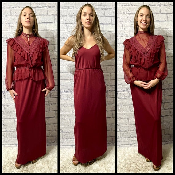 Bohemian Maxi Dress & Blouse Set - image 1