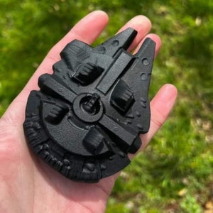 Millennium Falcon Black Obsidian Hand Carved Natural Stone Crystal