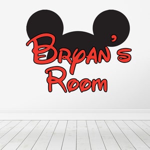 Custom Name Mickey Wall Decal Color Bright Art Decor Adventure Sticker Unisex Personalized Decal   PN-SM.01