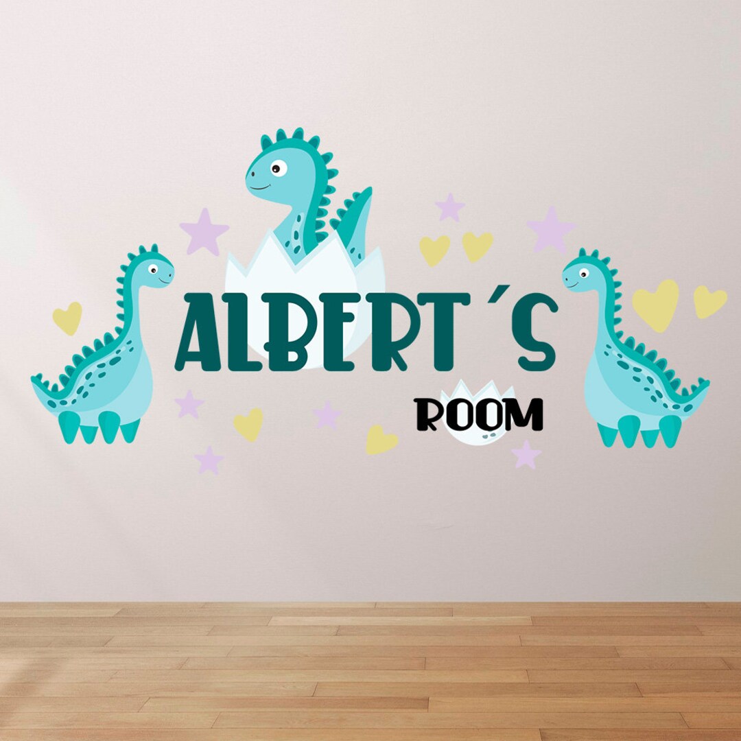 Custom Baby Name Dinosaur Wall Sticker – Large Removable Vinyl Decal For Nursery Or Kids Room