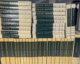 1963 World Book Encyclopedia – Complete Classic Trim Set | Index + 2‑Volume Dictionary + 20 Year Books (1964–1983) | 42 Volumes Total