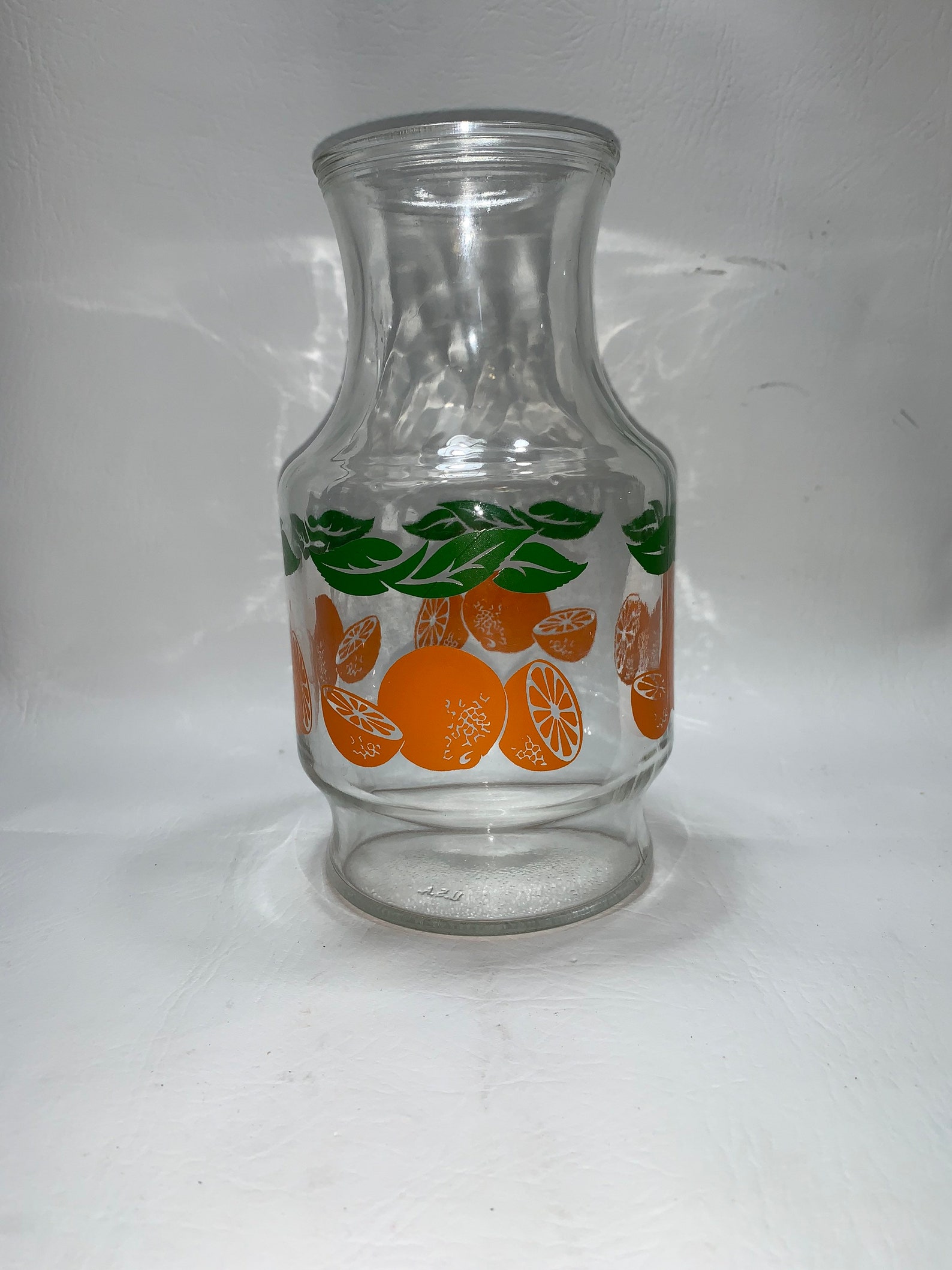 Vintage Anchor Hocking Glass Orange Juice Carafe Pitcher 56 Oz Etsy