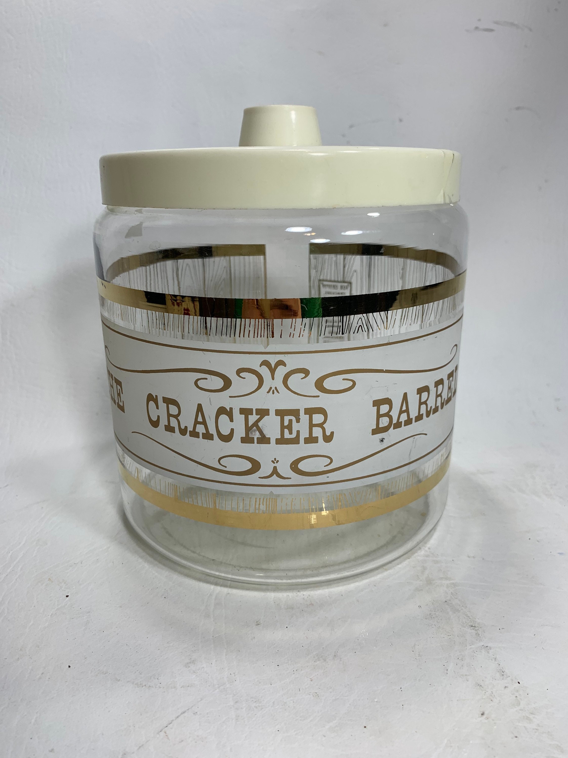 Vintage Pyrex The Cracker Barrel Glass Jar Etsy