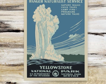 Yellowstone National Park Wall SET Vintage Prints Wall - Etsy