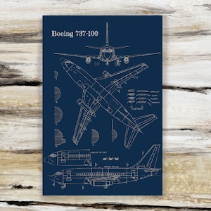 Airplane Blueprint Art Print Poster of Boeing 737