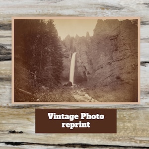 Yellowstone Print National Park Card Vintage Waterfall Postcard