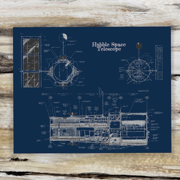 NASA Blueprints Hubble Space Telescope Art Print Poster