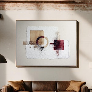 Creamy Beige Wabi Sabi Wall Art White 3d Textured Canvas Art Large Beige Minimalist Abstact Oil Painting Rose Red Abstract Art Decor
