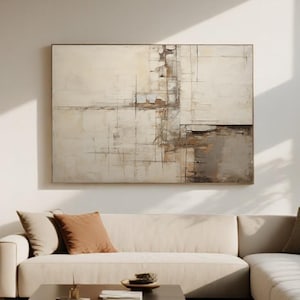 Original Beige Wabi Sabi Wandkunst Neutral getöntes minimalistisches abstraktes Ölgemälde Beige strukturierte Wandkunst moderne Boho Dekor für Wohnzimmer