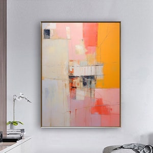 Original Pink Abstract Painting Pink Minimalism Abstract Canvas Art Beige Wabi Sabi Acrylic Painting Bright Color Minimalism Abstract Art