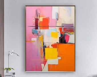 Pink Abstract Painting Orange Minimalist Art Pink Textured Art Modern Minimalist Wabi Sabi Wall Art Pink Abstract Art Living Room Wall Art