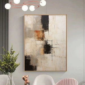 Beige Wabi Sabi Wall Art Beige Black Minimalist Abstract Painting Modern 3d Textured Wall Art Neutral Cream Beige Abstract Canvas Art Decor
