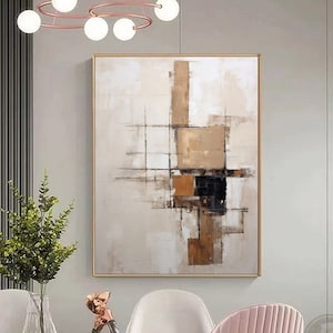 Beige wabi sabi wall art beige brown abstract painting neutral beige minimalist geometry painting beige textured wall art entrance wall art