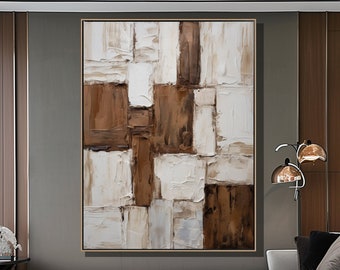Beige Minimalism Abstract Oil Painting Brown 3d Textured Wall Art Large Beige Wabi Sabi Wall Art Beige Textured Painting Earthtone Art Decor