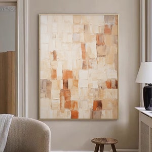 Beige 3d Texture Wall Art Earthtone Neutral Wall Decor Beige Minimalist Wabi Sabi Wall Art Beige Abstract Oil Painting for Living Room