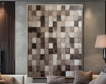 Marrón minimalista pintura abstracta neutral Wabi Sabi arte de la pared beige 3d lienzo texturizado arte moderno Boho arte de la pared marrón pintura texturizada 3d