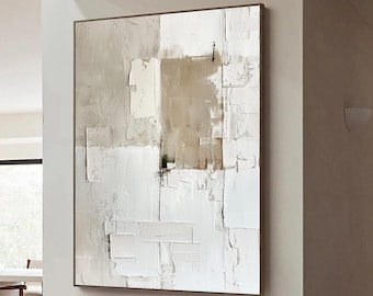 Original Creamy White Abstract Wall Art Large Beige Texture Wall Art Modern Beige and Brown Abstract Oil Painting Neutral Wabi Sabi Wall Art