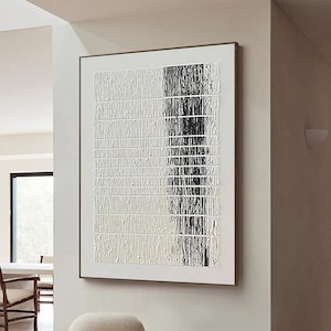 White Textured Canvas Painting 3d Black White Minimalist Abstract Wall Art Large Modern Wabi Sabi Wall Decor Black White Abstract Painting