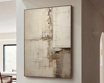 Beige wabi sabi wall art beige minimalism abstract oil painting on canvas large beige 3d textured wall art modern beige abstract wall art