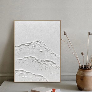 Grande decorazione da parete minimalista bianca per soggiorno Bianco 3d pittura strutturata Onde bianche Pittura astratta Snow Mountain Abstract Wall Art