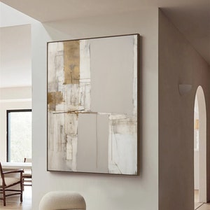 Original Creamy Beige Minimalist Painting Large Beige Texture Wall Art Beige and White Abstract Oil Painting Modern Wabi Sabi Wall Art