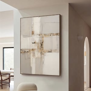 Original Beige Abstrakte Wandkunst Beige und Grau Wabi Sabi Wandkunst Großes 3D strukturiertes abstraktes Gemälde Neutrales Beige Minimalistisches Kunstdekor