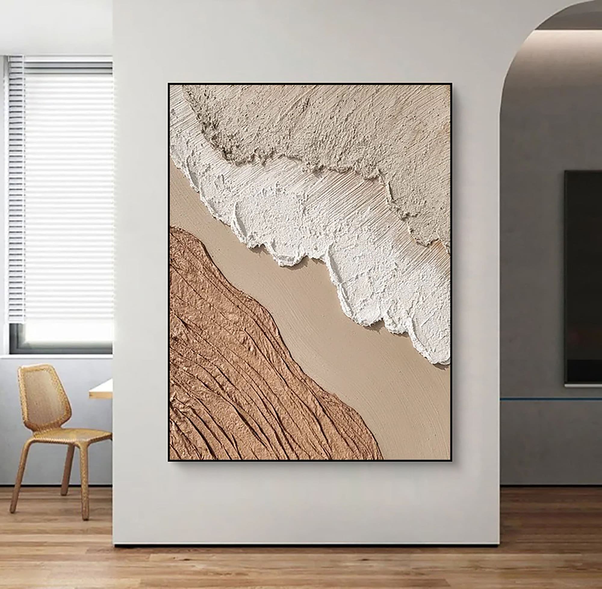 Large Neutral Wabi Sabi Wall Art Abstract Ocean Beach Painting White ...