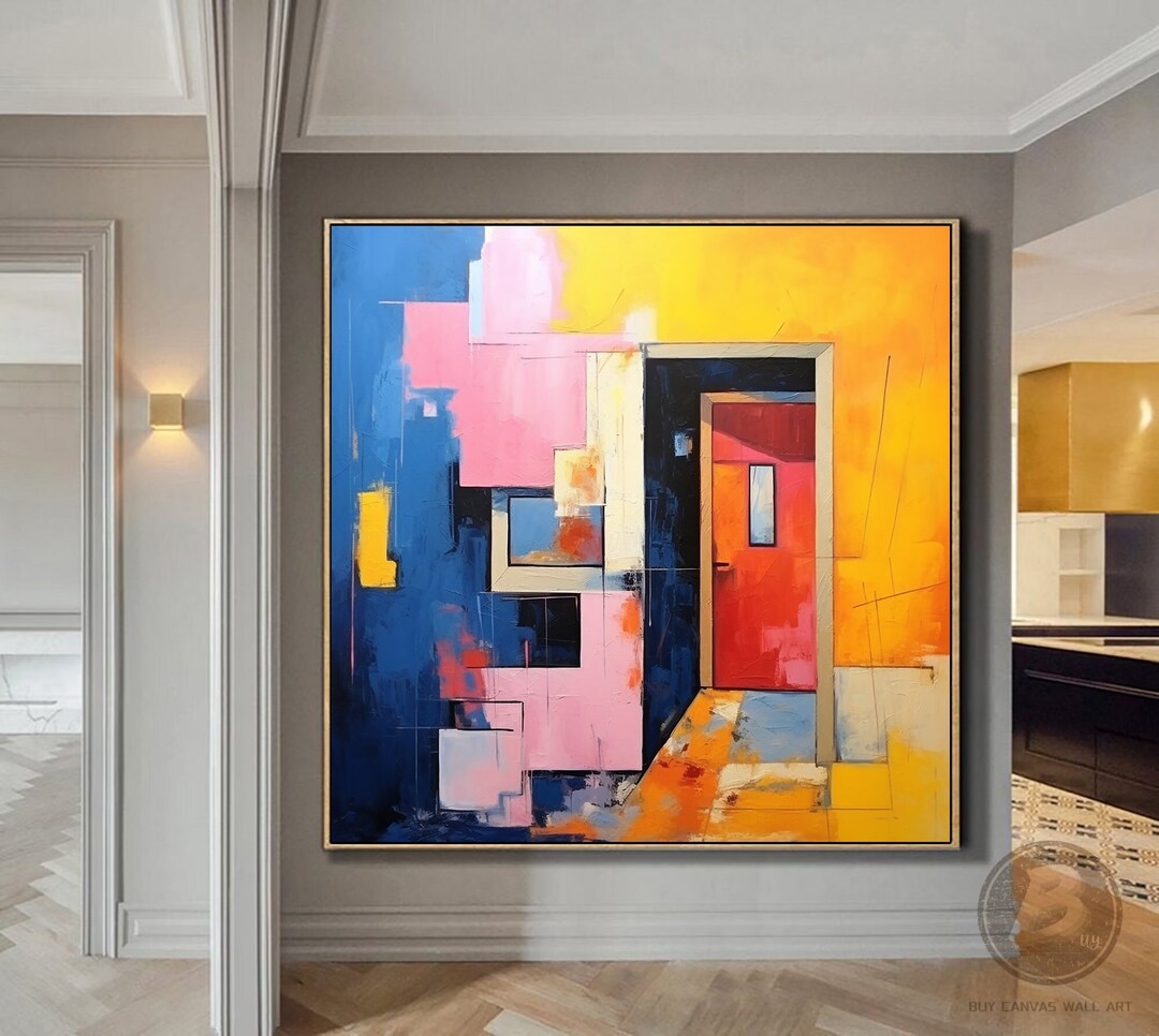 Large Abstract Oil Painting on Canvas Minimalist Door Painting Building ...