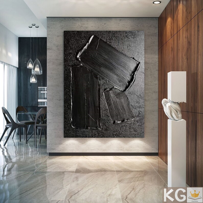 Black Texture Wall Art Black 3D Textured Art Black Abstract Etsy