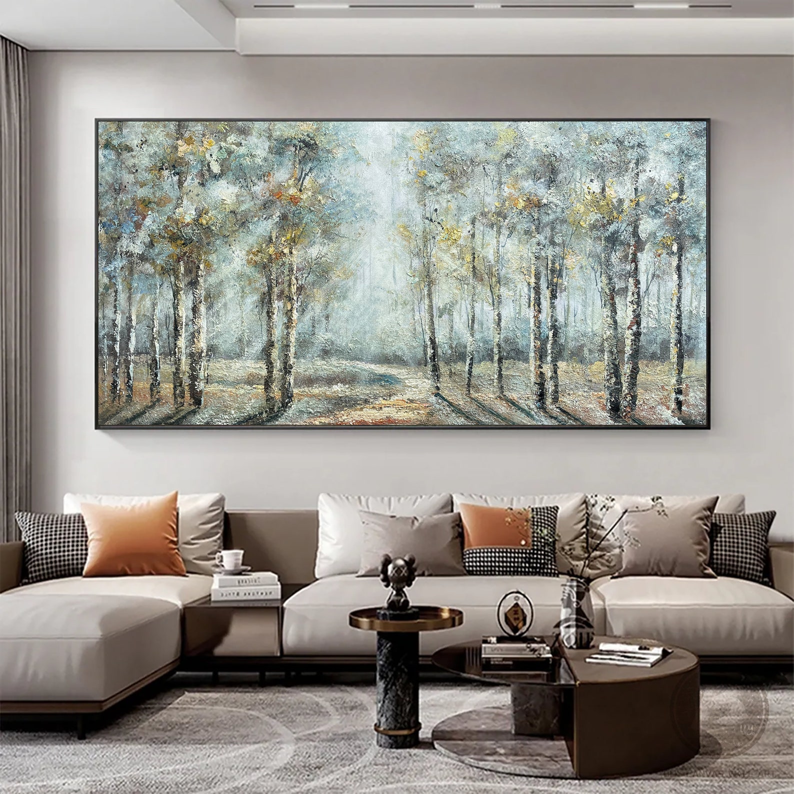 Original Abstract Birch Tree Landscape Painting Abstract Forest Oil ...