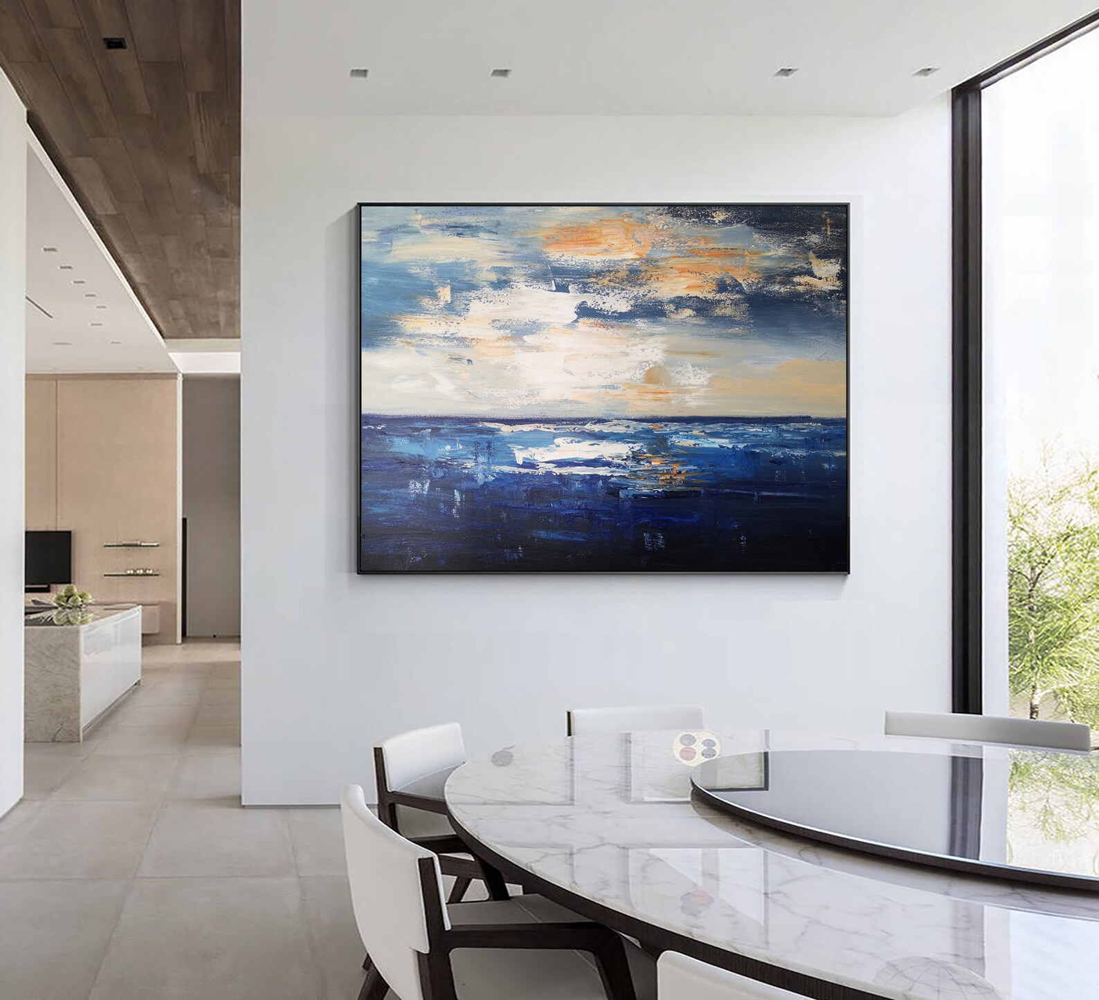 Blue Ocean Textured Painting Large Sea Abstract Oil Painting Original ...