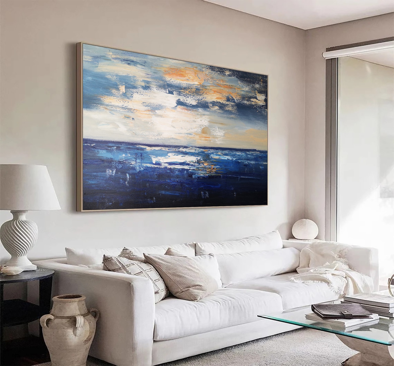 Blue Ocean Textured Painting Large Sea Abstract Oil Painting Original ...