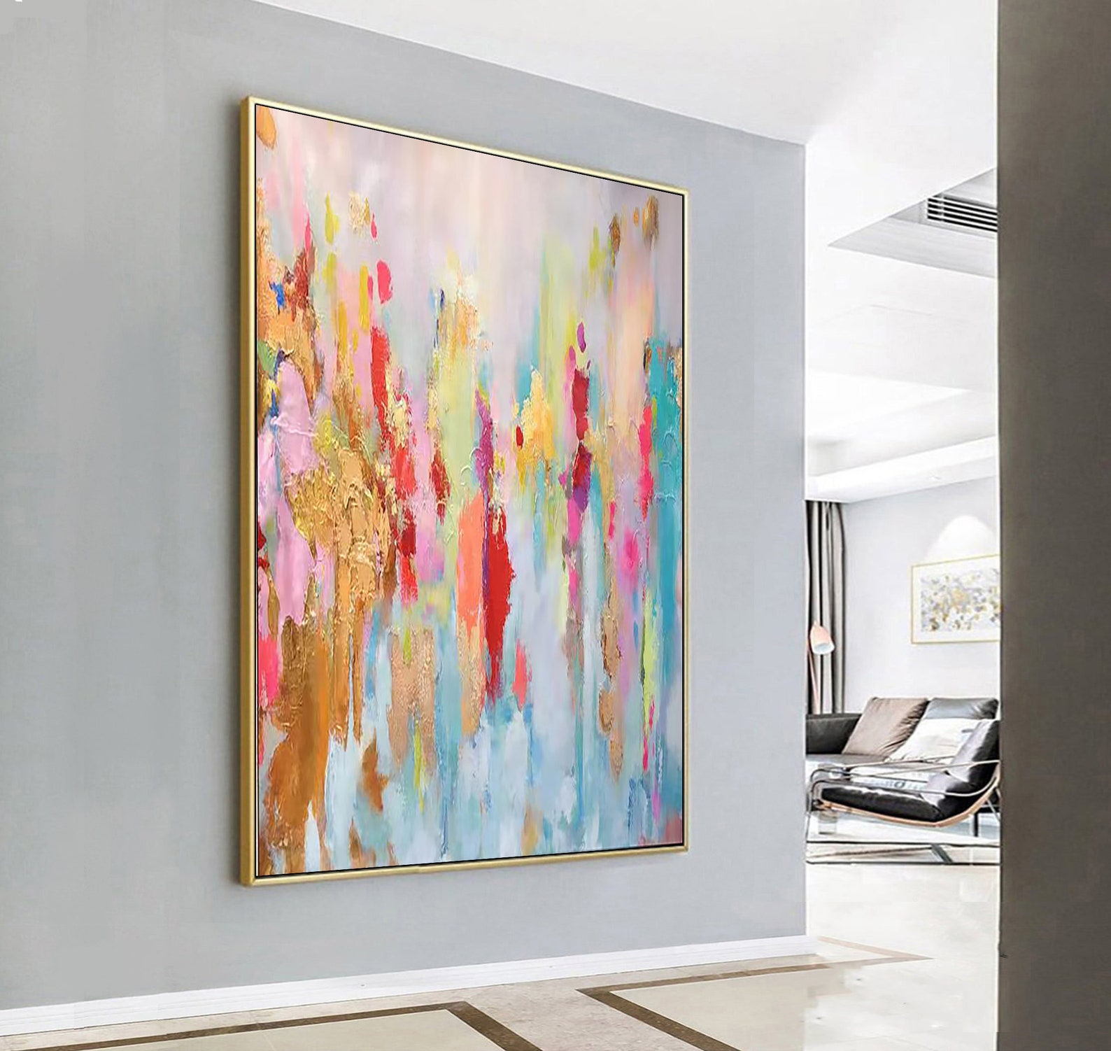 Large Abstract Oil Painting Original Gold Abstract Painting on Canvas ...