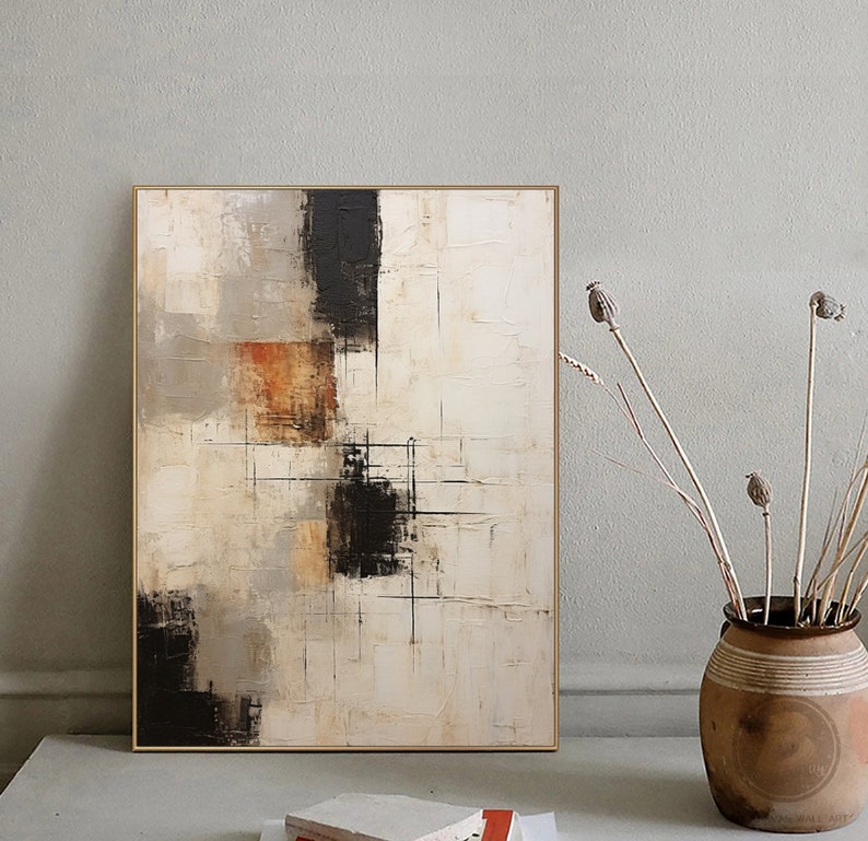 Beige Wabi Sabi Abstract Painting, Modern 3D Textured Canvas Art - Etsy