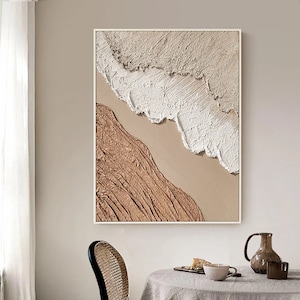 Large Neutral Wabi Sabi Wall Art Abstract Ocean Beach Painting White ...