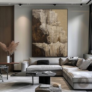 Brown Wabi Sabi Wall Art Beige Minimalism Textured Canvas Art Large ...