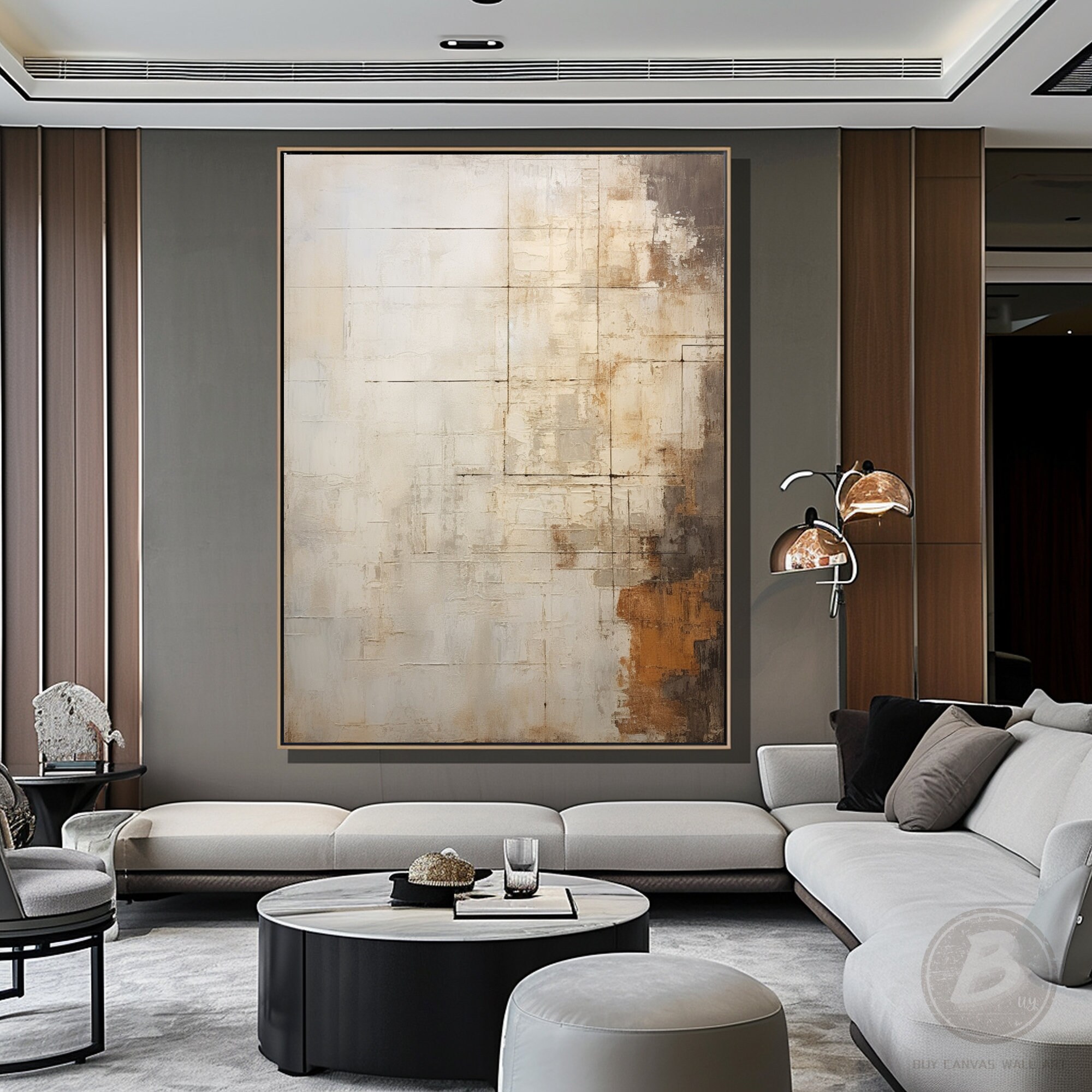 Large Beige Abstract Oil Painting Beige 3d Textured Wall Art Wabi Sabi ...