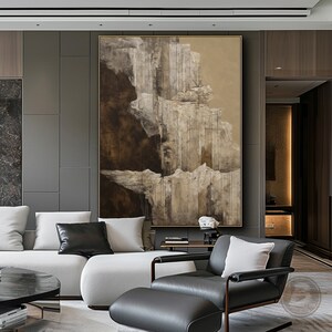 Brown Wabi Sabi Wall Art Beige Minimalism Textured Canvas Art Large ...