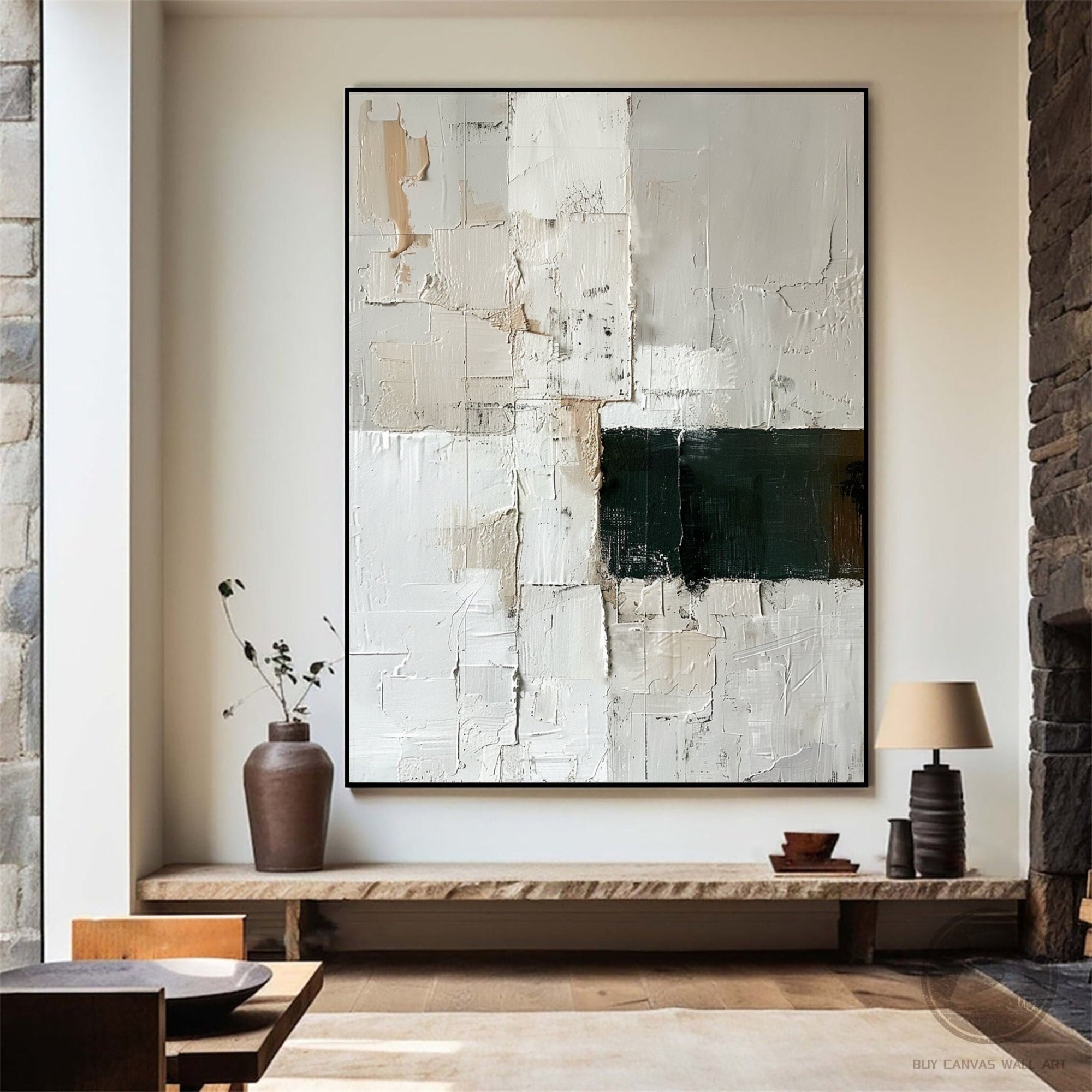 Gray White Abstract Oil Painting on Canvas 3D Textured Wall Art Large ...