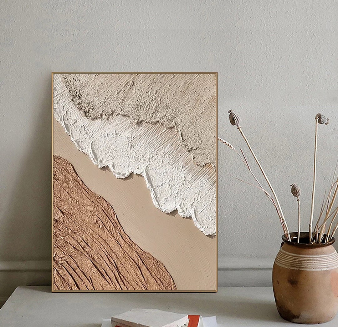 Large Neutral Wabi Sabi Wall Art Abstract Ocean Beach Painting - Etsy