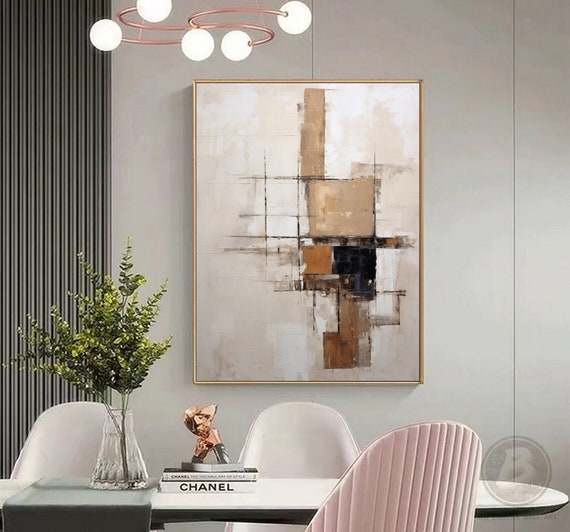 Beige wabi sabi wall art beige brown abstract painting neutral beige minimalist geometry painting beige textured wall art entrance wall art
