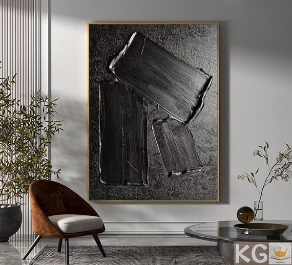 Hand Painted Abstract Artwork Texture Acrylic Wall Art Black White Canvas  Painting Modern Abstract Oil Painting Handmade Decor - AliExpress