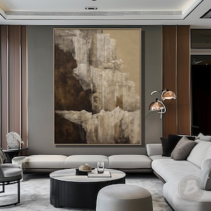 Brown Wabi Sabi Wall Art Beige Minimalism Textured Canvas Art Large ...
