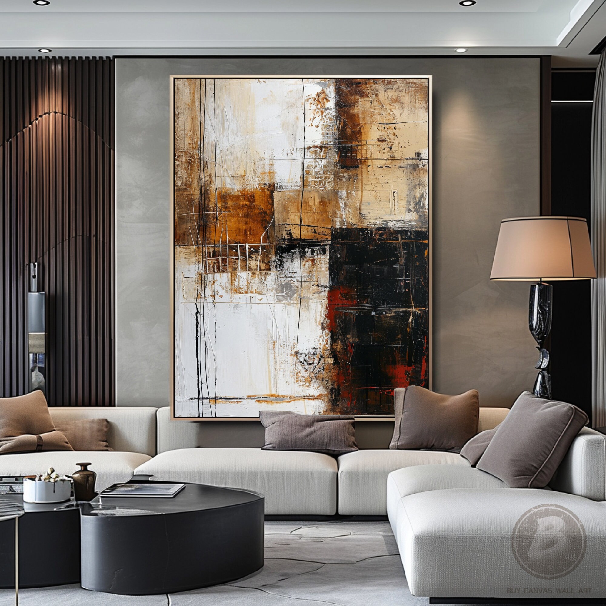 Neutral Earthtone Wabi Sabi Wall Art Large Brown Textured Painting ...