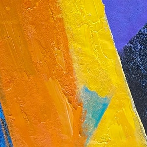 Large Wall Art Abstract Painting,Orange Abstract Painting,Blue Painting,Blue Abstract Painting,Yellow Textured Painting,Minimalist Painting image 7
