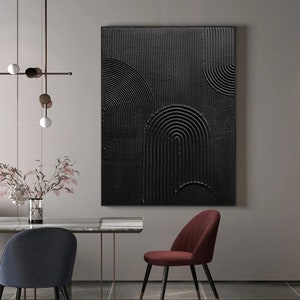 Large Black 3d Textured Wall Art Black Arch Abstract Oil Painting ...