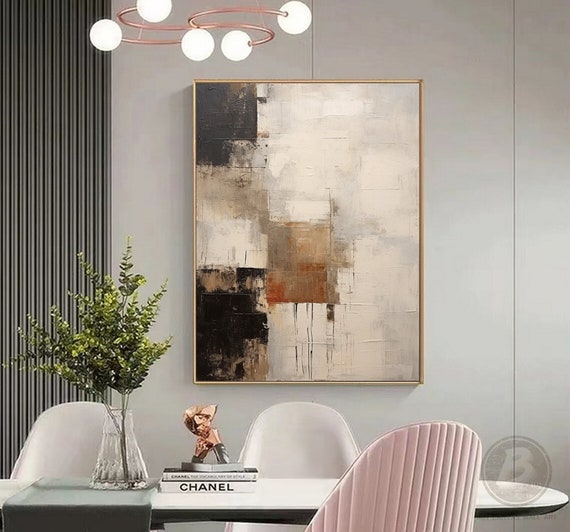 Beige Abstract Painting, Textured Minimalist Wall Art