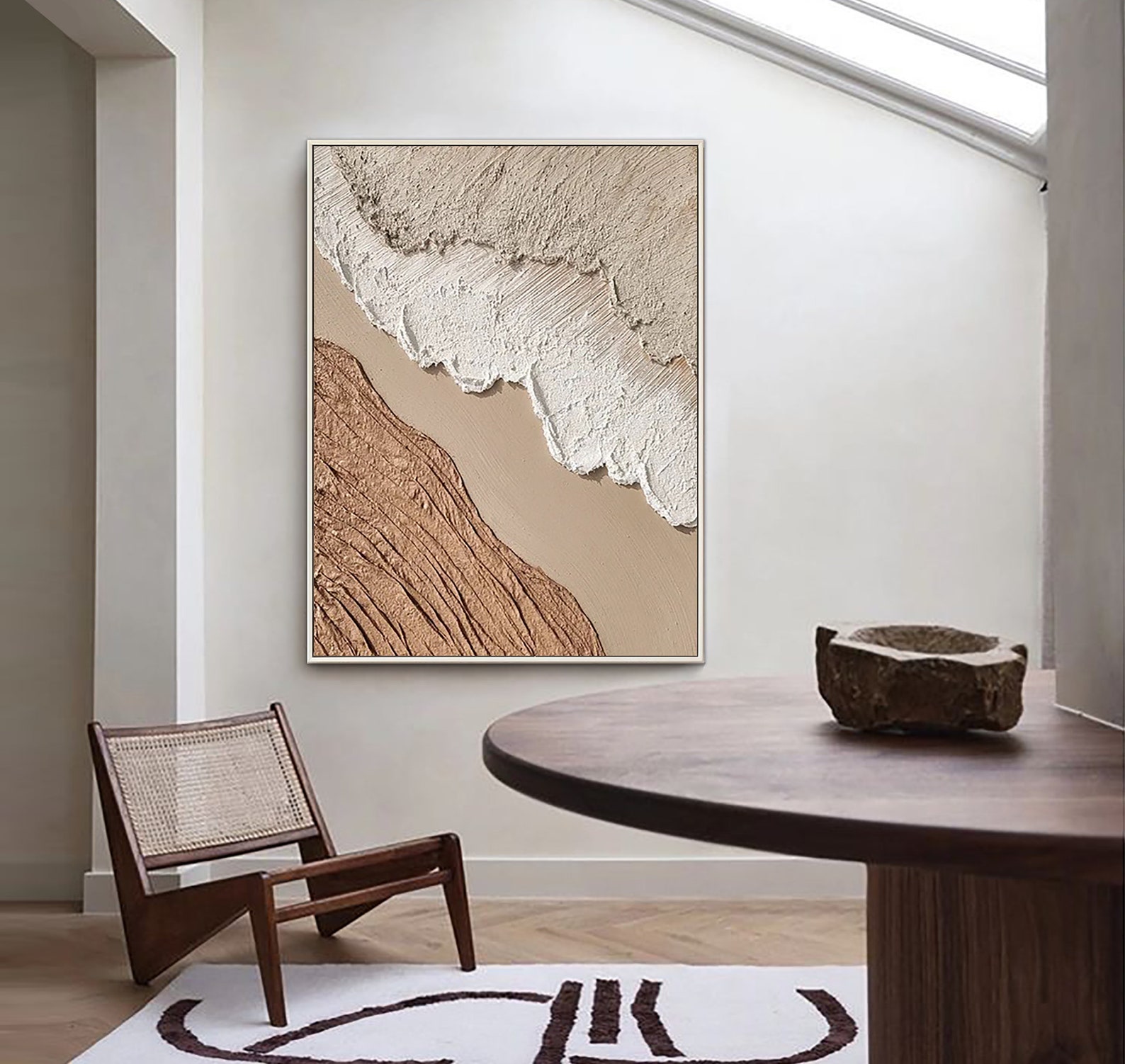 Large Neutral Wabi Sabi Wall Art Abstract Ocean Beach Painting - Etsy UK